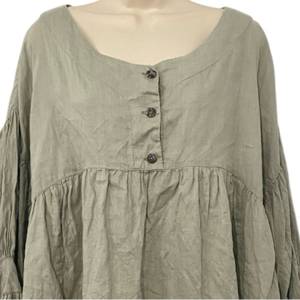 Heart’s Desire by Mary Grace Linen Artist Top Size XL Sage Green Like New - Picture 7 of 16